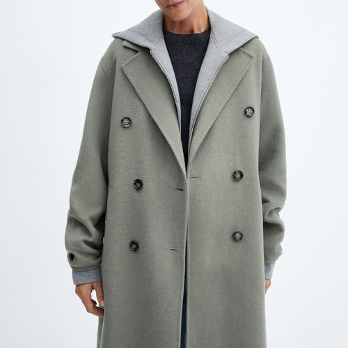 Khaki Handmade Oversized Wool Coat - Mango - Modalova