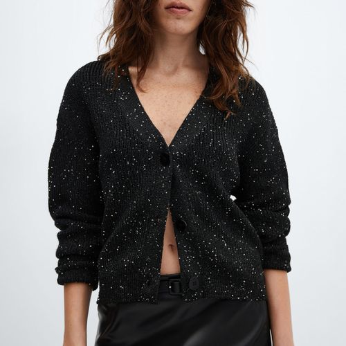 Black Sequin Knit Cardigan - Mango - Modalova