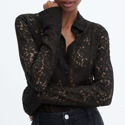 Black Lace Shirt With Buttons - Mango - Modalova