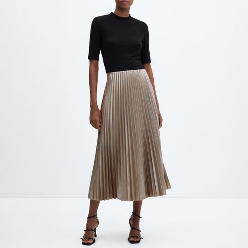 Silver Metallic Pleated Skirt - Mango - Modalova