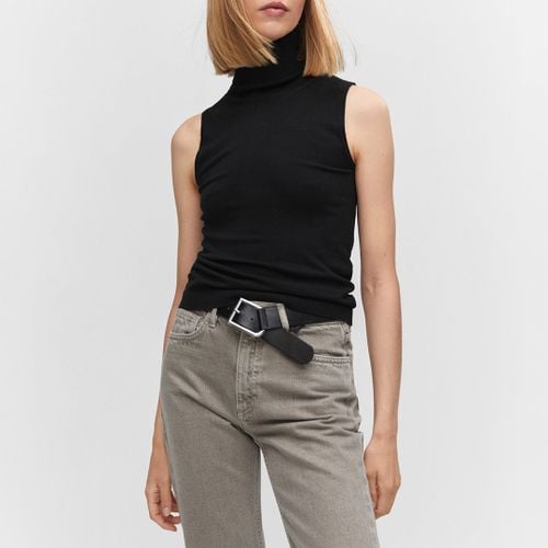 Black Turtleneck Knit Top - Mango - Modalova