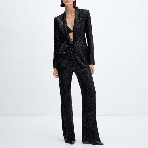 Black Sequin Suit Jacket - Mango - Modalova