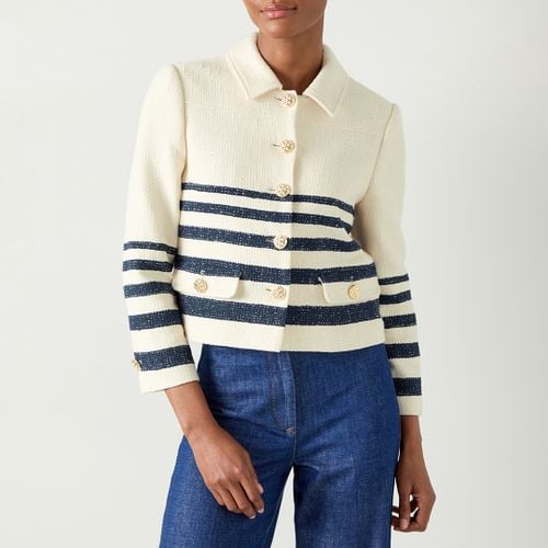 Cream/Navy Stripe Cardigan - L K Bennett - Modalova