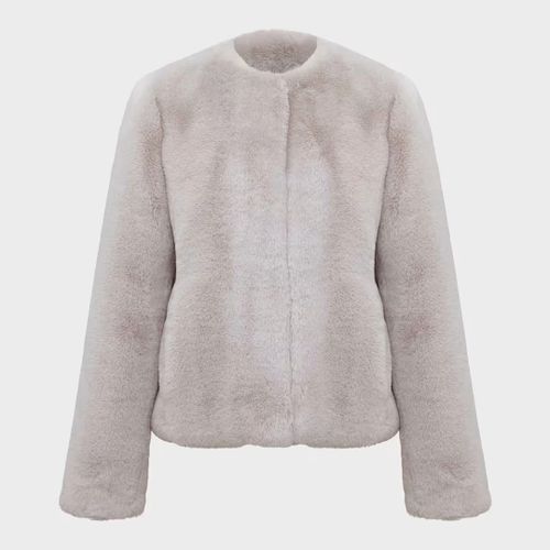 Silver Florence Faux Fur Coat - Hobbs London - Modalova