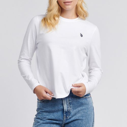 White Long Sleeve Cotton T-Shirt - U.S. Polo Assn. - Modalova