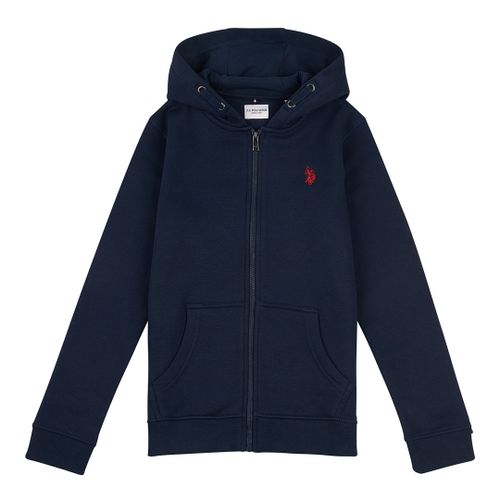 Boy's Navy Cotton Zipped Hoodie - U.S. Polo Assn. - Modalova