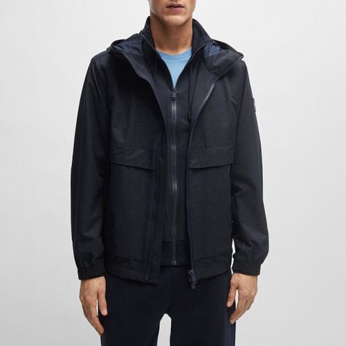 Navy Hooded Zip Jacket - BOSS - Modalova