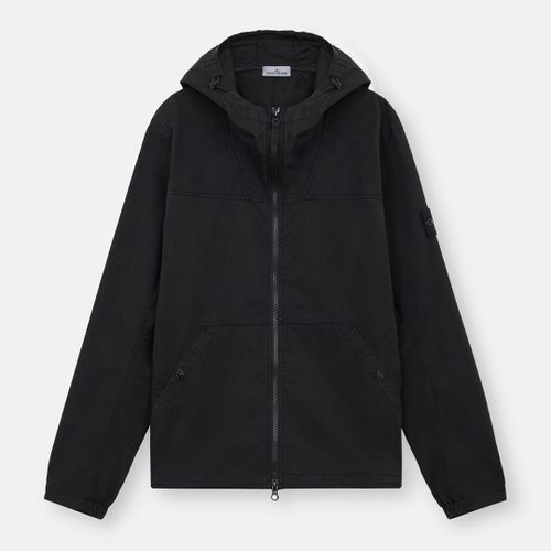 Black Hooded Cotton Blend Overshirt - Stone Island - Modalova