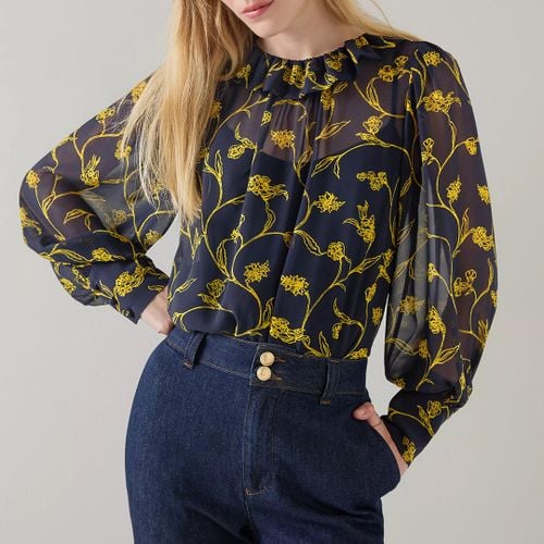 Navy Printed Sheer Blouse - L K Bennett - Modalova