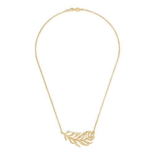 Gold Angel Feather Necklace - Dower & Hall - Modalova