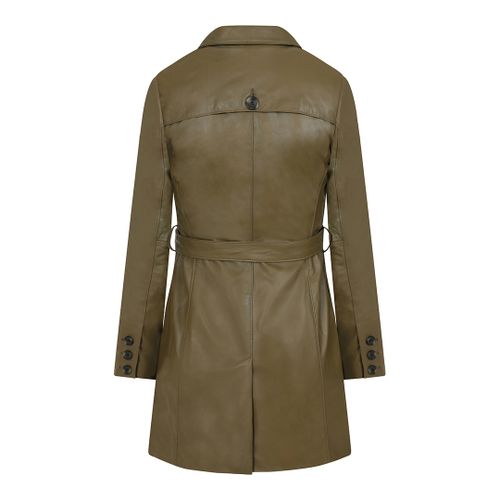 Olive Short Leather Trench Coat - Muubaa - Modalova