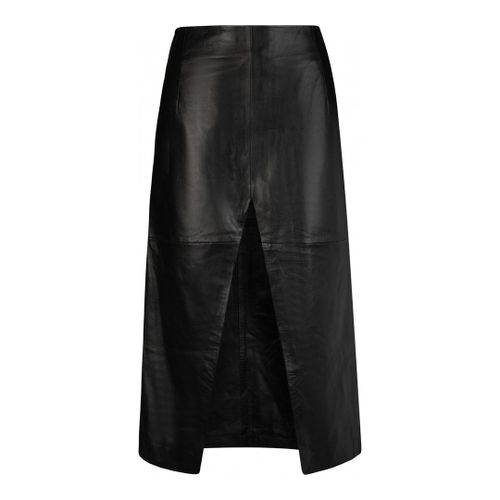 Black Zoe Split Leather Midi Skirt - Muubaa - Modalova