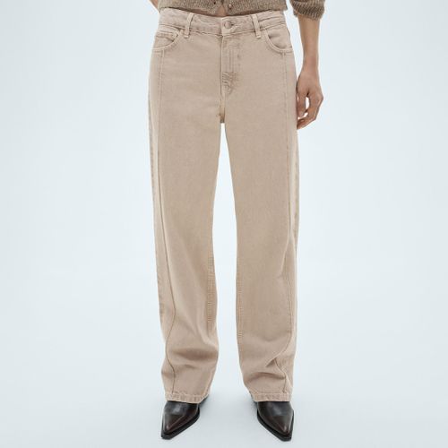 Stone Wide Leg Jeans With Seam Detail - Size 6 - Mango - Modalova