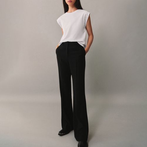 Studded Sleeveless Cotton T-Shirt - Size S - Mango - Modalova