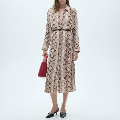 Snake Print Shirt Dress - Size M - Mango - Modalova