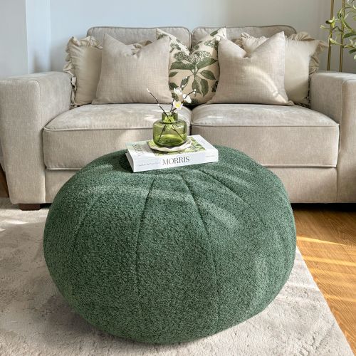 Pouffe Bean Bag Footstool - Snug Boucle - Moss - Size Small - rucomfy - Modalova