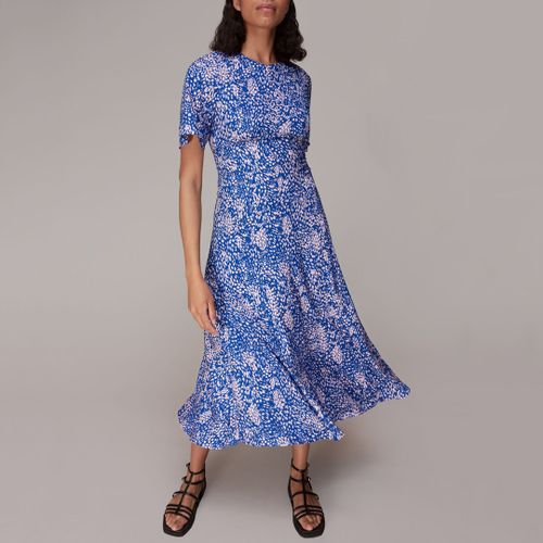 Robe Midi À Imprimé Animalier Bleu Vif - WHISTLES - Modalova