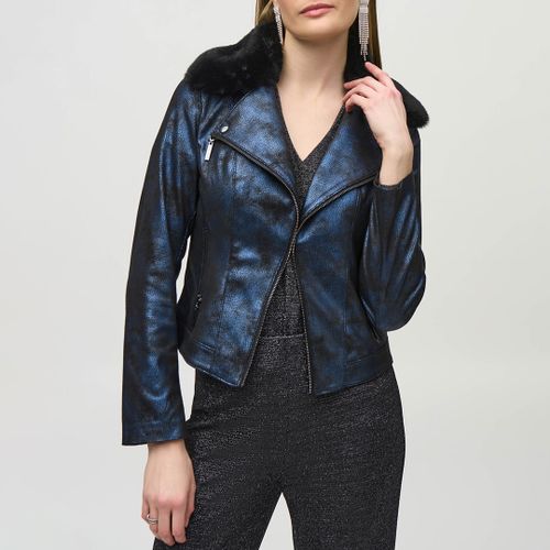 Blue/Black Faux Leather Jacket - Joseph Ribkoff - Modalova