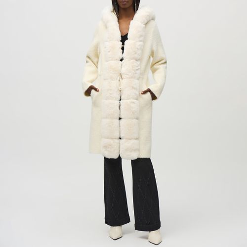 Cream Faux Fur Hooded Coat - Joseph Ribkoff - Modalova