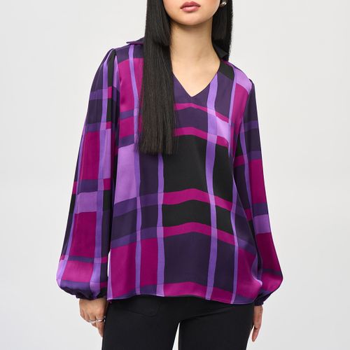 Purple Printed Collared Blouse - Joseph Ribkoff - Modalova