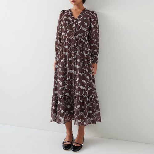 Brown/White Printed Tiered Petite Dress - L K Bennett - Modalova