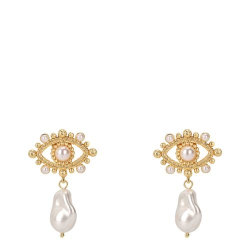 Gold "Eyes On The Pearl" Earrings - Celeste Starre - Modalova