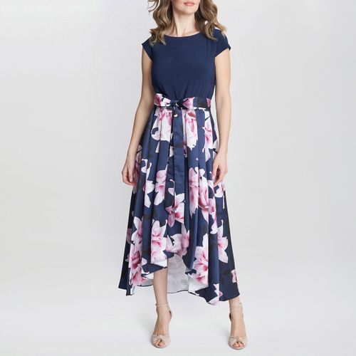 Billie Printed High Low Dress With Tie Belt - Gina Bacconi - Modalova