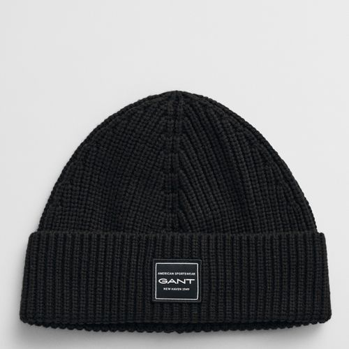 Black Cotton Ribbed Beanie - Gant - Modalova