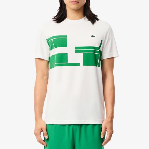 White Geometric Short Sleeve T-Shirt - Lacoste - Modalova