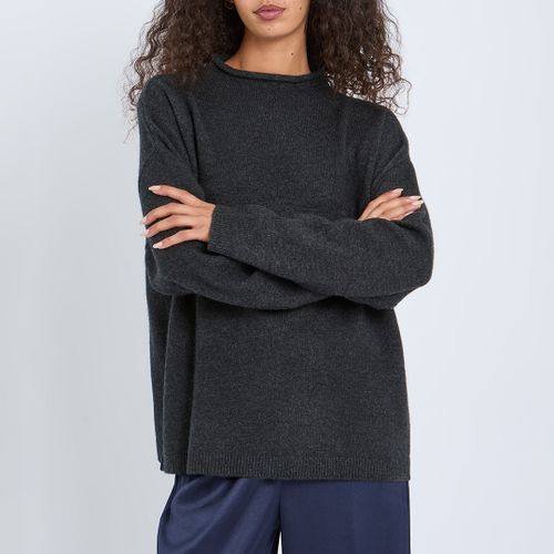 Charcoal Cashmere Blend Roll Edge Funnel Jumper - Size M - N°· Eleven - Modalova