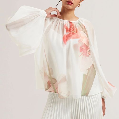 Ivory Eriana Organza Puff Sleeve Blouse - Size 8 - Ted Baker - Modalova