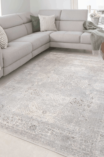 Faded Grey Medallion Distressed Vintage Area Rug - Size 160cm x 230cm - Kukoon - Modalova