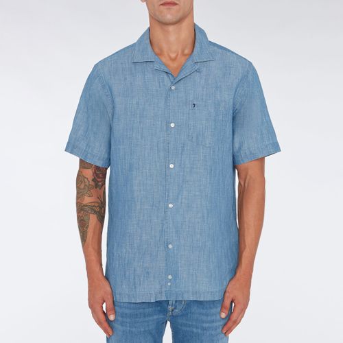 Chambray Short Sleeve Linen Blend Shirt - 7 For All Mankind - Modalova