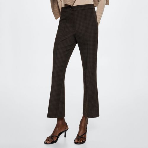 Brown Kick Flared Check Trousers - Mango - Modalova