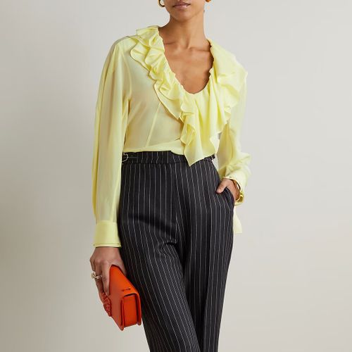 Yellow Deep Ruffle Silk Blouse - Victoria Beckham - Modalova