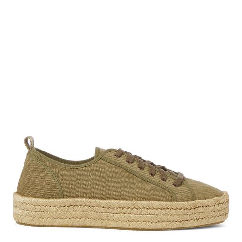 Khaki Canvas Espadrille Trainers - Paseart - Modalova