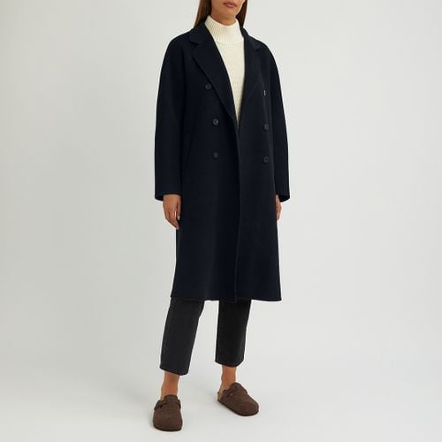 Navy Cashmere Blend Button Coat - No Eleven - Modalova