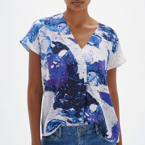 Blue V-Neck Printed T-Shirt - Inwear - Modalova