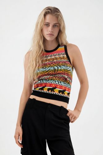 Knit borders T-shirt - ORANGE - M - Desigual - Modalova