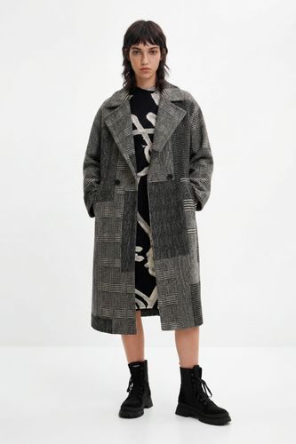 Long patchwork wool coat - U - Desigual - Modalova