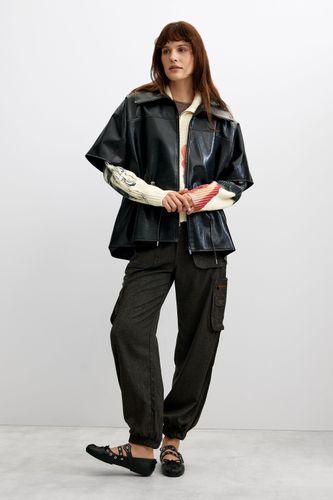 Poncho Leather Effect - BLACK - U - Desigual - Modalova
