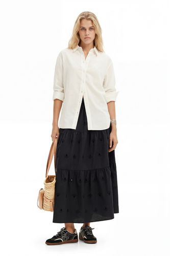 Falda midi bordado suizo - S - Desigual - Modalova