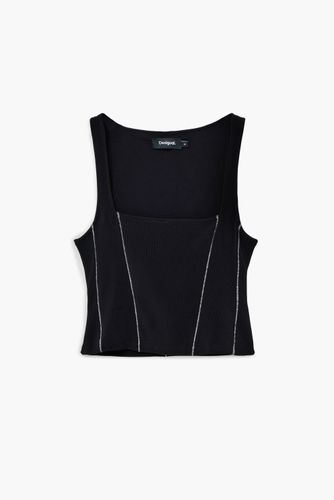 Rib tank top - BLACK - S - Desigual - Modalova