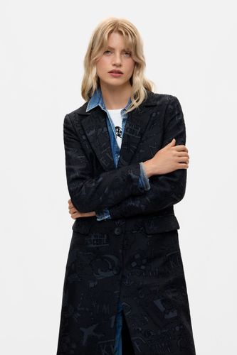 Abrigo recto jacquard - BLACK - L - Desigual - Modalova