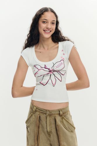 Camiseta ajustada flor - WHITE - M - Desigual - Modalova