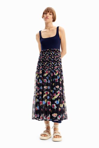 Vestido midi combinado flores - - XL - Desigual - Modalova