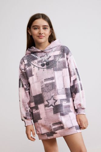 Vestido sudadera estampado denim patchwork - 9/10 - Desigual - Modalova
