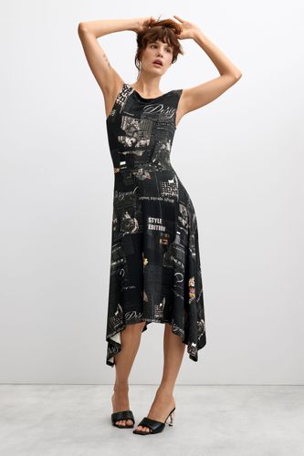 Vestido midi newspaper - BLACK - L - Desigual - Modalova