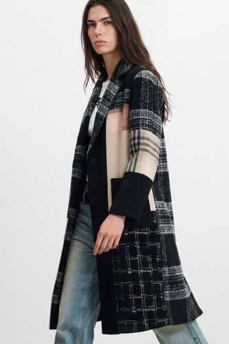 Wool coat checked patch - XS - Desigual - Modalova