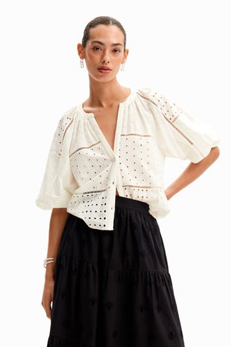 Swiss embroidered V-neck blouse - - XS - Desigual - Modalova
